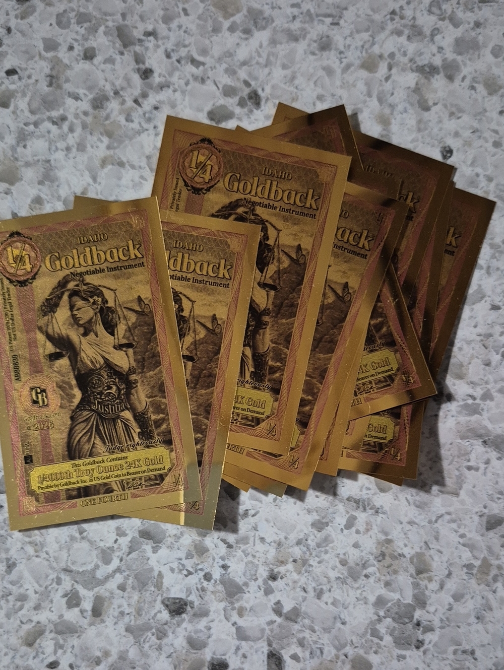 Goldback Collectible Decorative Bills - Gold Color